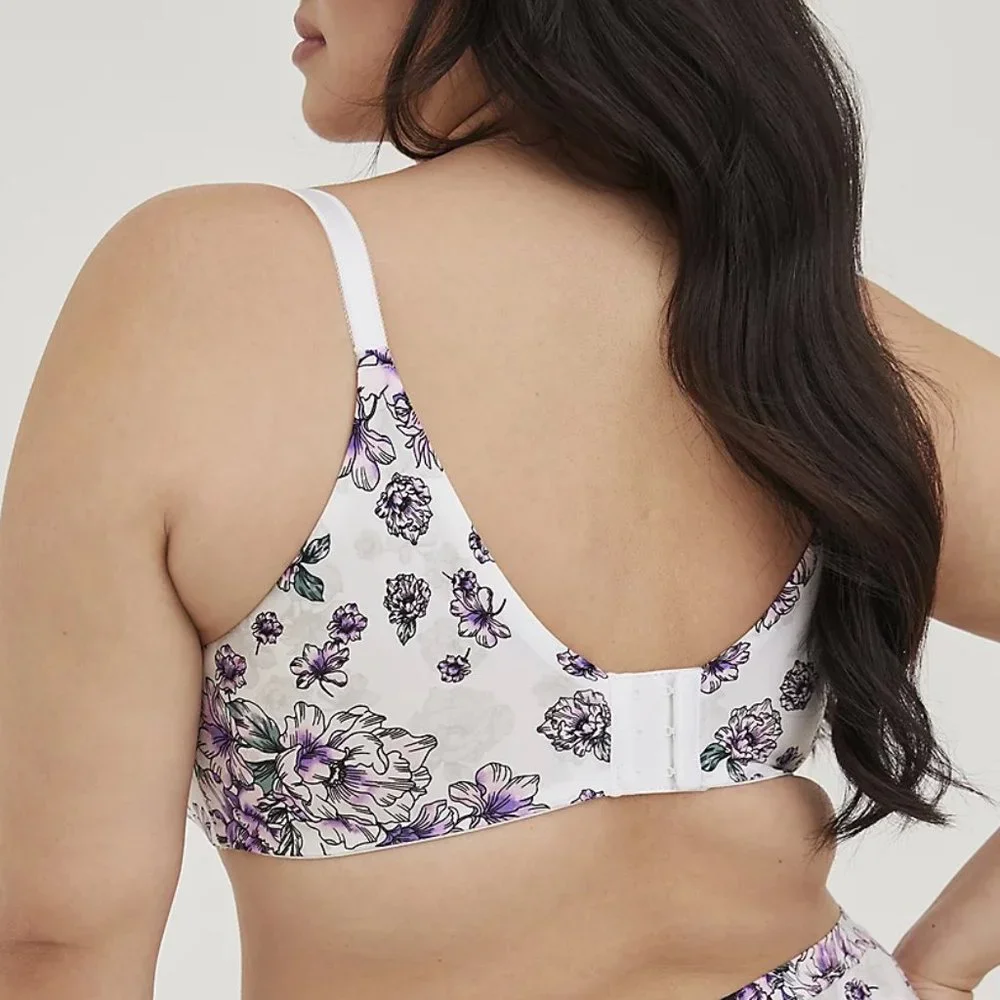 Torrid Bra Full Coverage 42DDD White Purple Balconette Underwire Back Smoothing - Picture 3 of 4
